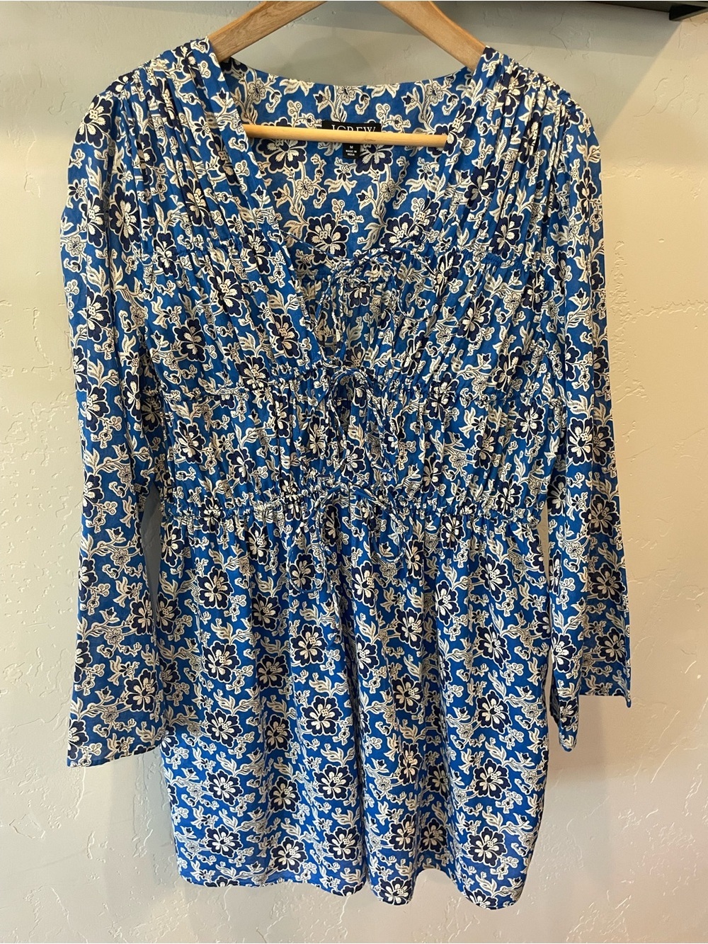 New J.Crew Tiered Tie-Front Beach Dress in Cobalt Floral Cotton Voile M ret $119